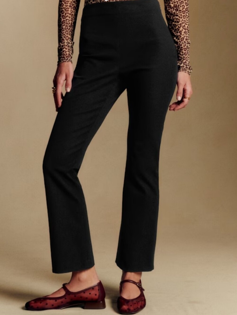 Sezane Ciara Trousers Flare Leg 7/8 Length Black Size 34/2